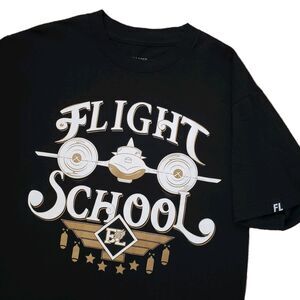 Fully Laced Flight School Size Medium USA Made Mens Black Airplane T-Shirt